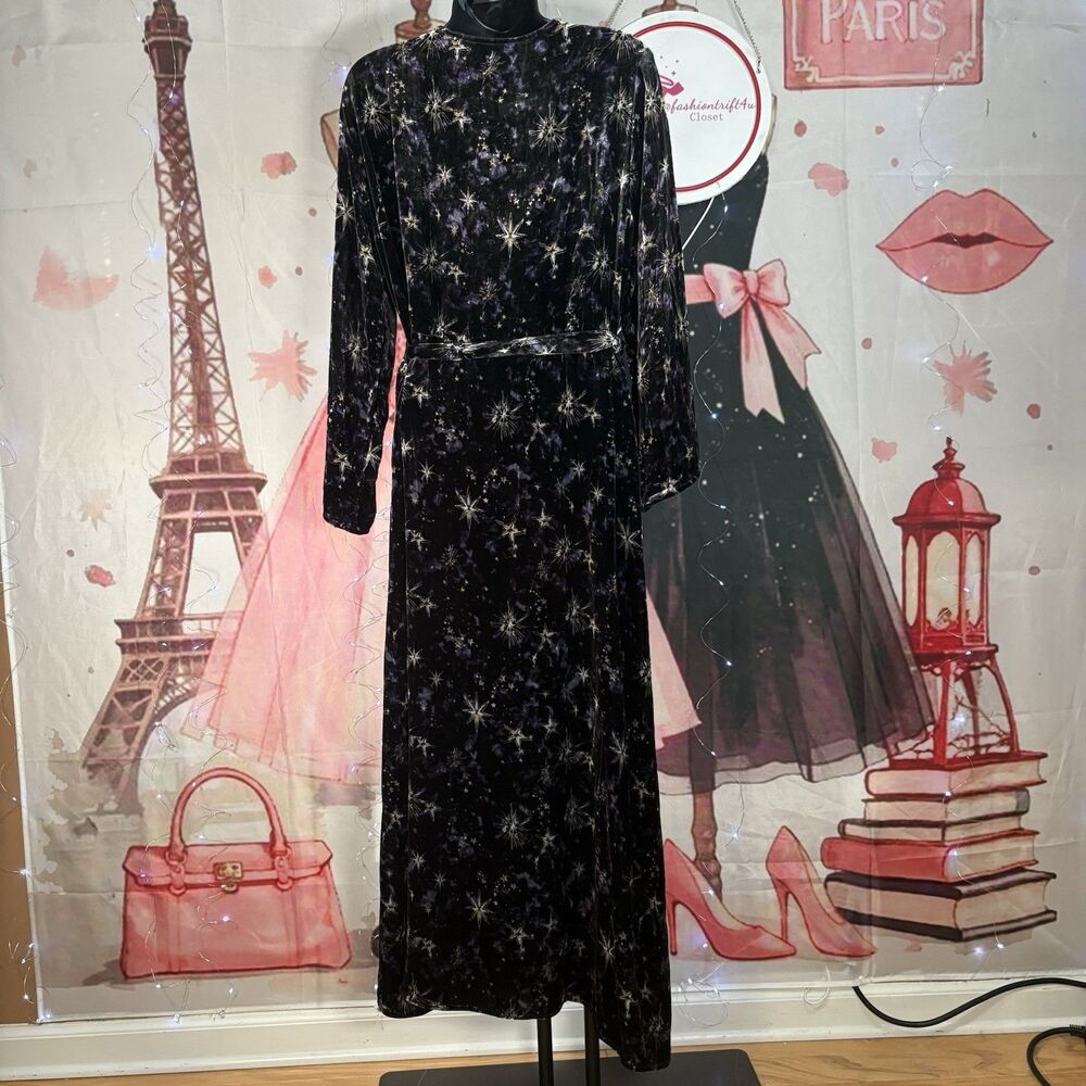 JOHNNY WAS STARDUST VELVET KIMONO MULTI-COLOR WRAP DRESS SIZE M-$398 - Picture 9 of 16